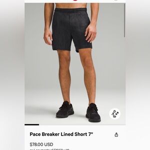 Men’s Lululemon pace breaker shorts 6” liner camouflage black gray and silver